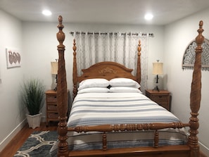 Main queen room.  Super cozy, comfy and clean. Soft memory foam bed. 