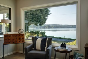 Big picture window in the living room with views of Quartermaster Harbor.