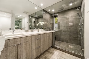 Bathroom with Oversized Walk-in Shower and Double Sinks