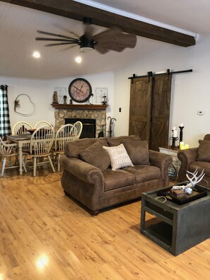 Living and dining room combo. The table sits 6 people. 