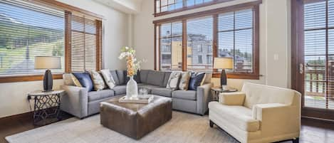 Living area with great views of Peak 8 - One Ski Hill Place 8424-Breckenridge Vacation Rental