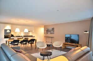Living room and kitchen area