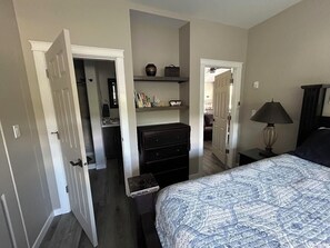 Direct access to private bathroom.  Dresser for storage