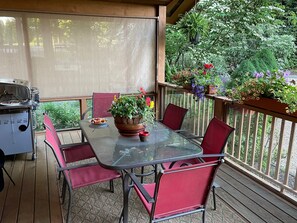 porch dining table and grill

