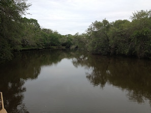 Beautiful Tres Palacios River. Excellent fishing from the private dock.