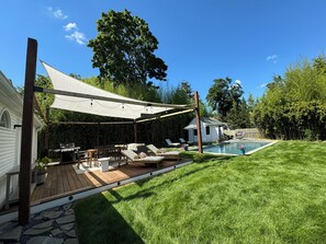 Back patio and pool area
