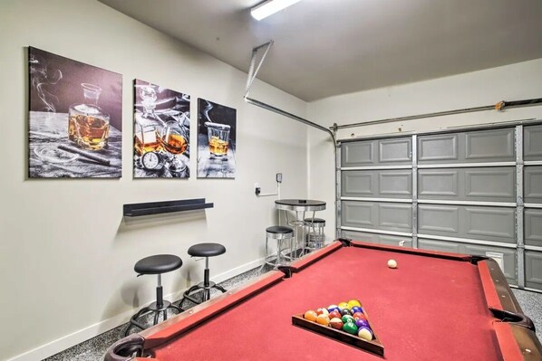 Are you ready to play!  Game room features a pool table, foosball, Jenga, etc.