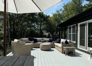 The deck looking out over the backyard - complete with ocean views