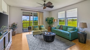 Pili Mai Resort at Poipu #10K - Living Room & Lanai View - Parrish Kauai
