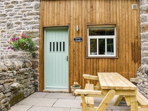 Sitting-out-area | Bentley Cottage - Admergill Hall Cottages, Blacko, near Nelson