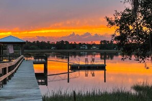 Sunset View from Dock | Dock/Boat Slip NOT Available for Guest Use