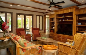 Living room and media center.