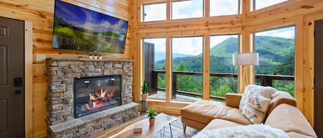 Living room with panoramic mountain views