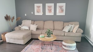 Family Room with large smart TV.