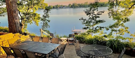 Grill and chill on our lake view patio with firepit