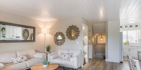 Living room and dining areas