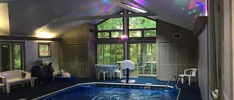 Pool room with disco lights 