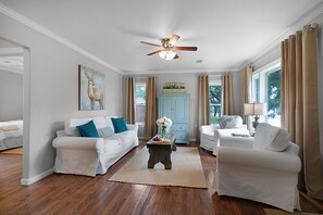 Make amazing memories in this stunning large living room with pool table and big screen TV! Perfect for friend and families to get together and unwind after a long day of exploring Fredericksburg! Photo 3 of 4