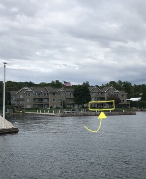 View of our condo from Yacht Works Marina pier