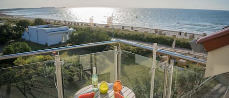 Meerblick vom Balkon der Ferienwohnung Inselblume 71 am Südstrand auf Fehmarn