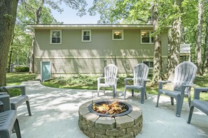 Private patio with firepit