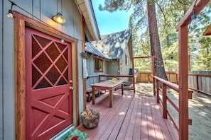 Backyard area, with deck and grill