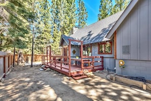 Backyard area, with deck and grill