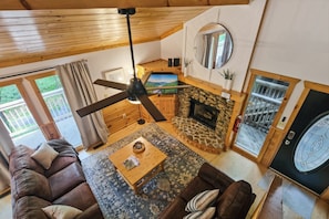 Main entrance to living area with vaulted ceilings