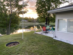 Firepit next to patio