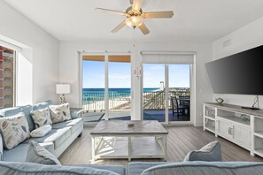Gulf Front Living Area with Sleeper Sofa