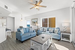 Gulf Front Living Area with Sleeper Sofa