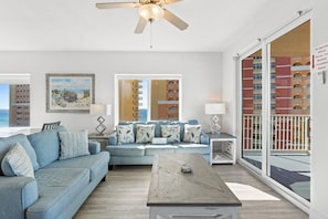 Gulf Front Living Area with Sleeper Sofa