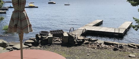 Lakeside patio and boat dock