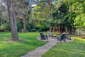 Secluded front yard surrounded hidden under the trees