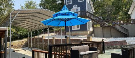 Large deck and outside area to relax and play games. 