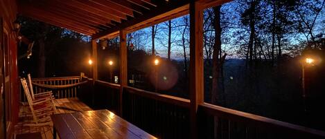 Peaceful cabin nights on our back porch. 