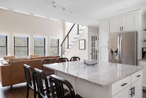 Open concept kitchen/living room.