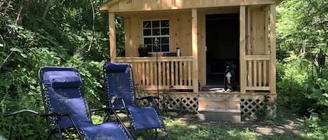 Locally built Amish cabin with 2 windows for good air flow. 