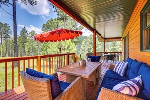 Deck | Mountain & Forest Views | Stairs Required for Home Access