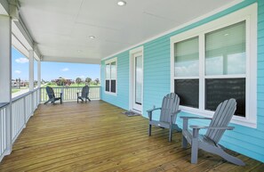 Nice large porch to lounge and enjoy the ocean breeze.  Great spot for morning coffee!