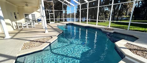 Brand New Large Pool on Lake Front View