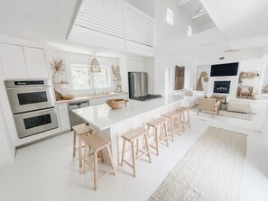 Enjoy staying in and cooking in this fully stocked chef’s kitchen 