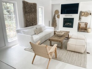 Sleek, modern design with organic fabrics and textures