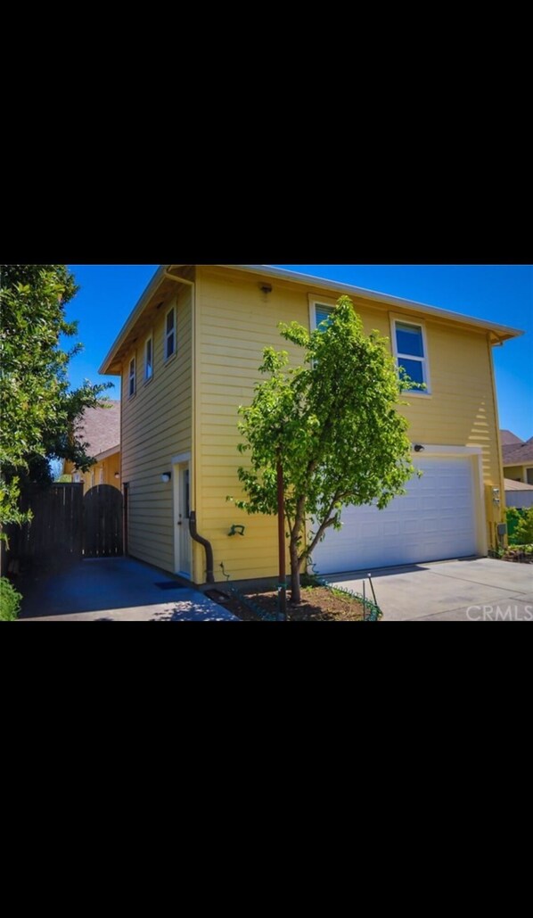 The studio is entire second floor, windows overlooking the almond orchard. 