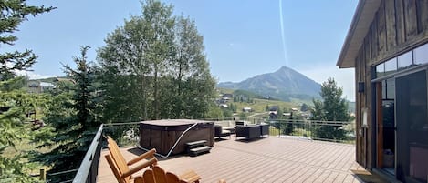 Back Deck with private hot tub and Mt Crested Butte View