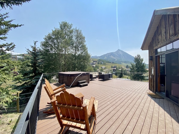 Back Deck with private hot tub and Mt Crested Butte View