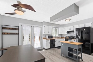 The kitchen is fully equipped with everything needed for a comfortable stay.