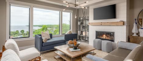 Living Room with Lake Michigan views.
