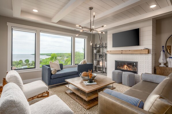 Living Room with Lake Michigan views.