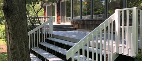 Deck overlooking the Saugatuck River